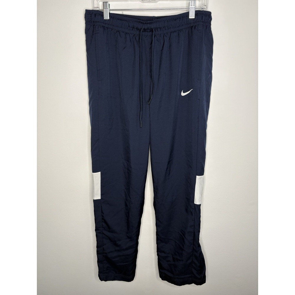 Nike Basketball Snap Ankle Warmup Pants mens L Dri Fit Blue White Streetwear